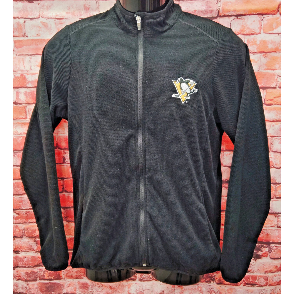 Pittsburgh Penguins Jacket Women Medium Black Full Zipper Antigua NHL Ice Hockey
